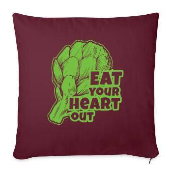 Mangez votre cœur Artichauts végétaliens - Housse de coussin décorative 45 x 45 cm - bordeaux - Devant