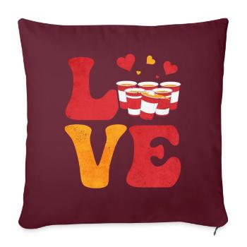 Jeu à boire de beer pong tasse rouge - Housse de coussin décorative 45 x 45 cm - bordeaux - Devant