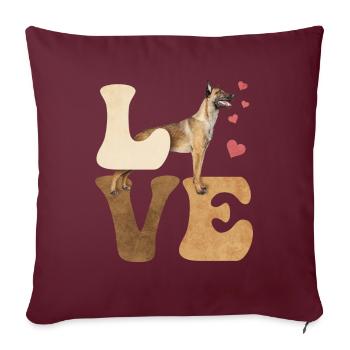 Chien malinois belge - Housse de coussin décorative 45 x 45 cm - bordeaux - Devant