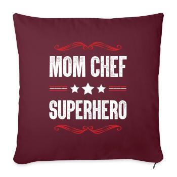 Maman Chef Super-héros Maman - Housse de coussin décorative 45 x 45 cm - bordeaux - Devant