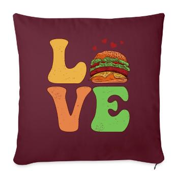 Burger Hamburger - Housse de coussin décorative 45 x 45 cm - bordeaux - Devant