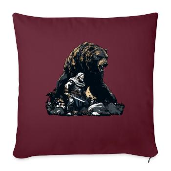 Vikings avec un énorme ours - Housse de coussin décorative 45 x 45 cm - bordeaux - Devant