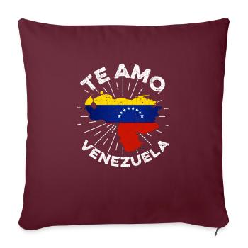 Te Amo Venezuela Flag Cadeau vénézuélien - Housse de coussin décorative 45 x 45 cm - bordeaux - Devant