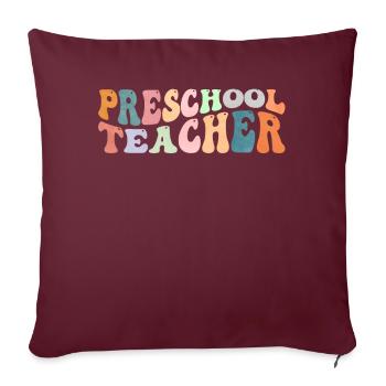 Groovy Preschool Teacher Kindergarten Lehre - Sofakissenbezug 45 x 45 cm - Burgunderrot - Vorne