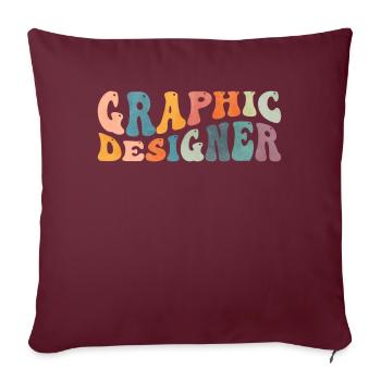 Conception de graphiste Groovy - Housse de coussin décorative 45 x 45 cm - bordeaux - Devant