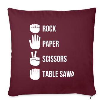Ciseaux en papier de roche Scie à table Charpentier - Housse de coussin décorative 45 x 45 cm - bordeaux - Devant