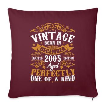 Décembre 2005 Cadeau Anniversaire Décembre 2005 - Housse de coussin décorative 45 x 45 cm - bordeaux - Devant