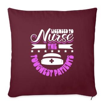 Permis de soins - infirmière en prison - Housse de coussin décorative 45 x 45 cm - bordeaux - Devant