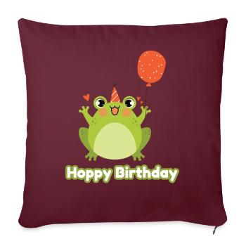 Hoppy Birthday Frosch Frösche Kinder - Sofakissenbezug 45 x 45 cm - Burgunderrot - Vorne