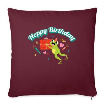 Hoppy Birthday Frosch Frösche Kinder - Sofakissenbezug 45 x 45 cm - Burgunderrot - Vorne