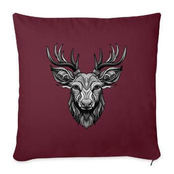Portrait de cerf - Housse de coussin décorative 45 x 45 cm - bordeaux - Devant