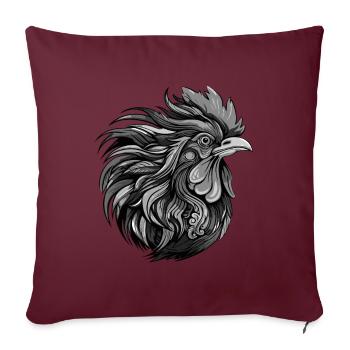 Portrait de coq - Housse de coussin décorative 45 x 45 cm - bordeaux - Devant