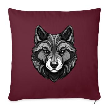 Portrait de chien Husky - Housse de coussin décorative 45 x 45 cm - bordeaux - Devant