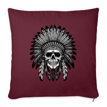 Chef indien Apache Skull - Housse de coussin décorative 45 x 45 cm - bordeaux - Devant