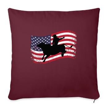 Équitation taureau américaine Amérique Équitation taureau - Housse de coussin décorative 45 x 45 cm - bordeaux - Devant