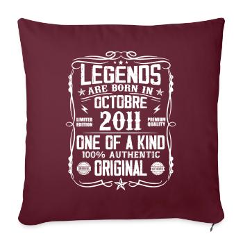 Octobre 2011 Légendes Sont Nées En Octobre 2011 - Housse de coussin décorative 45 x 45 cm - bordeaux - Devant
