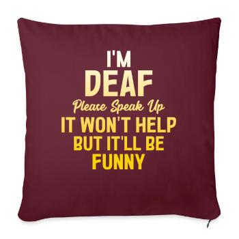 Drôle de fierté sourde ASL Langue des signes - Housse de coussin décorative 45 x 45 cm - bordeaux - Devant
