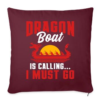 Drôle de bateau-dragon - Ich muss zum Rennen - Housse de coussin décorative 45 x 45 cm - bordeaux - Devant