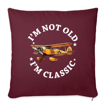 Je ne suis pas vieux Je suis Cassic Avion d’époque Avion - Housse de coussin décorative 45 x 45 cm - bordeaux - Devant