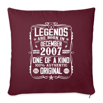 Né en Décembre 2007 Cadeau D’anniversaire 2007 - Housse de coussin décorative 45 x 45 cm - bordeaux - Devant