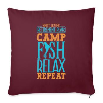 Plans de retraite - camping et pêche - Housse de coussin décorative 45 x 45 cm - bordeaux - Devant