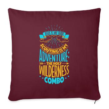 Jésus aide le scout - Housse de coussin décorative 45 x 45 cm - bordeaux - Devant