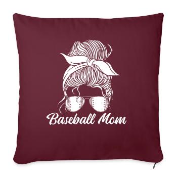Baseball Baseball Maman - Housse de coussin décorative 45 x 45 cm - bordeaux - Devant
