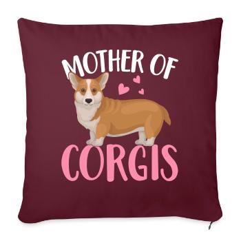 Mère de Corgis - Housse de coussin décorative 45 x 45 cm - bordeaux - Devant