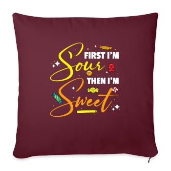D’abord je suis aigre puis je suis bonbon sucré - Housse de coussin décorative 45 x 45 cm - bordeaux - Devant