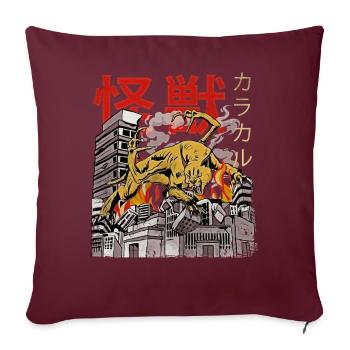 Kaiju Big Floppa Japanischer Anime Monster Karakal - Sofakissenbezug 45 x 45 cm - Burgunderrot - Vorne