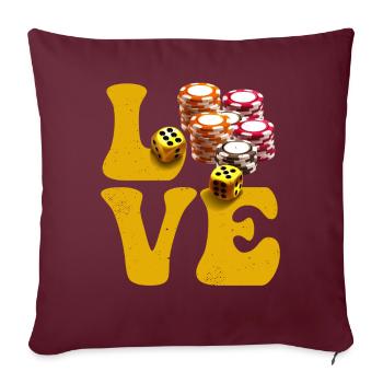 Casino Glücksspiel Spieler Poker Chips LOVE - Sofakissenbezug 45 x 45 cm - Burgunderrot - Vorne