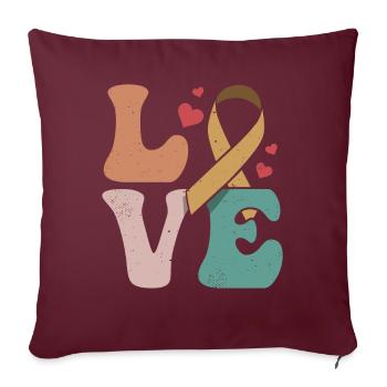 Chimiothérapie Radiothérapie Ruban de survivant de chimiothérapie LO - Housse de coussin décorative 45 x 45 cm - bordeaux - Devant