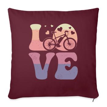 E-Bike Vélo électronique LOVE - Housse de coussin décorative 45 x 45 cm - bordeaux - Devant