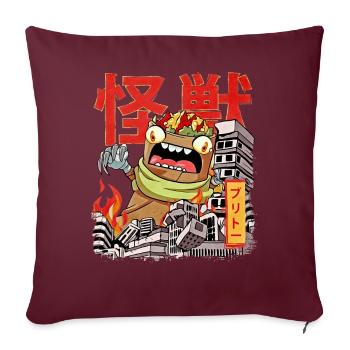 Kaiju Burrito Monstre Anime Japonais Mexicain - Housse de coussin décorative 45 x 45 cm - bordeaux - Devant