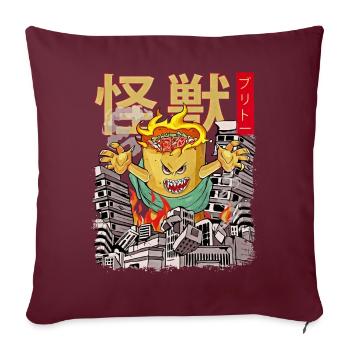 Kaiju Burrito Monstre Anime Japonais Mexicain - Housse de coussin décorative 45 x 45 cm - bordeaux - Devant
