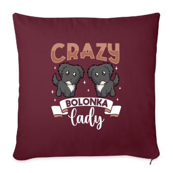Crazy Bolonka Lady - Bolonka Zwetna - Housse de coussin décorative 45 x 45 cm - bordeaux - Devant