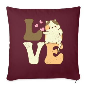 Chonk Katze Meme LIEBE fette Katzen - Sofakissenbezug 45 x 45 cm - Burgunderrot - Vorne
