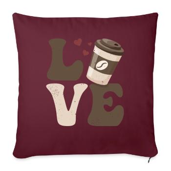 Kaffee Koffein LIEBE - Sofakissenbezug 45 x 45 cm - Burgunderrot - Vorne