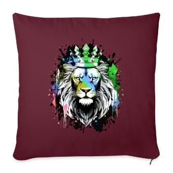 Tête de lion Couronne Lion Animal - Housse de coussin décorative 45 x 45 cm - bordeaux - Devant