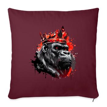 Roi Gorille Couronne Animal - Housse de coussin décorative 45 x 45 cm - bordeaux - Devant