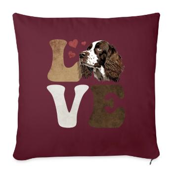 Français Springer Spaniel Dog LOVE - Housse de coussin décorative 45 x 45 cm - bordeaux - Devant