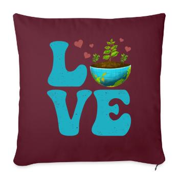 Environnementaliste Jour de la Terre Recyclage AMOUR - Housse de coussin décorative 45 x 45 cm - bordeaux - Devant