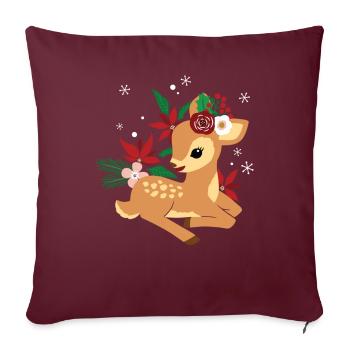 Noël Cerf Renne Noël - Housse de coussin décorative 45 x 45 cm - bordeaux - Devant