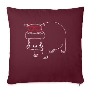 Süßes Nilpferd Sonnenbrille Hippo Kinder - Sofakissenbezug 45 x 45 cm - Burgunderrot - Vorne