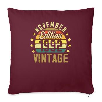 Les légendes sont nés en novembre 1992 - 1992 - Housse de coussin décorative 45 x 45 cm - bordeaux - Devant