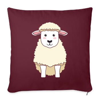 Laine de troupeau de mouton doux - Housse de coussin décorative 45 x 45 cm - bordeaux - Devant
