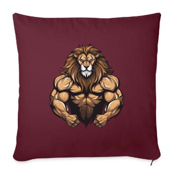 Gymnase d’entraînement Lion Muscles - Housse de coussin décorative 45 x 45 cm - bordeaux - Devant