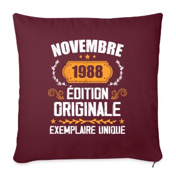 Cadeau D'anniversaire En Novembre 1988 - 1988 - Housse de coussin décorative 45 x 45 cm - bordeaux - Devant