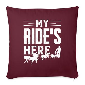 Mushing Traîneau à chiens Musher - Housse de coussin décorative 45 x 45 cm - bordeaux - Devant