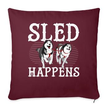 Drôle Mushing Chien Traîneau Promenade Musher - Housse de coussin décorative 45 x 45 cm - bordeaux - Devant